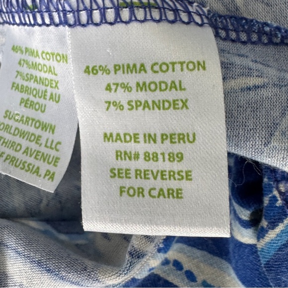 Lilly Pulitzer Ruffle 3/4 Sleeve Top in Blue and White Size Medium - Picture 8 of 9